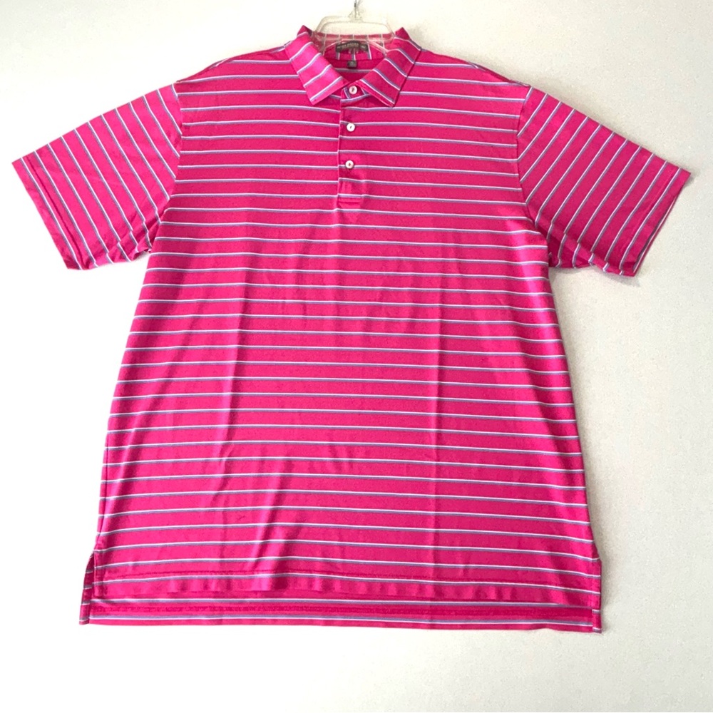Title 387:
Peter Millar Polo XL Pink Stripe Golf Performance Shirt